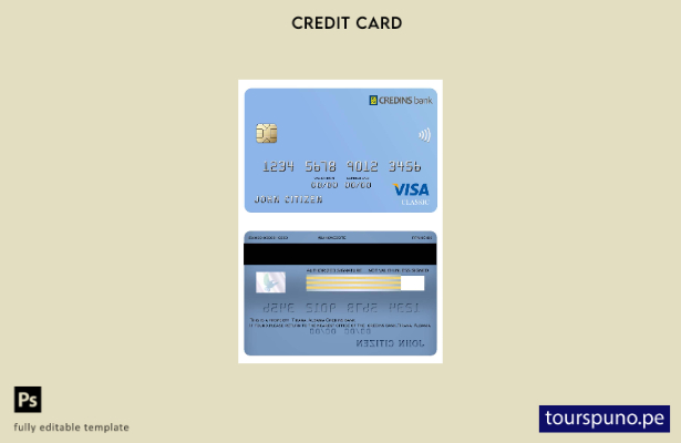 listo para imprimir plantilla de débito de visa bancaria Albania Credins
